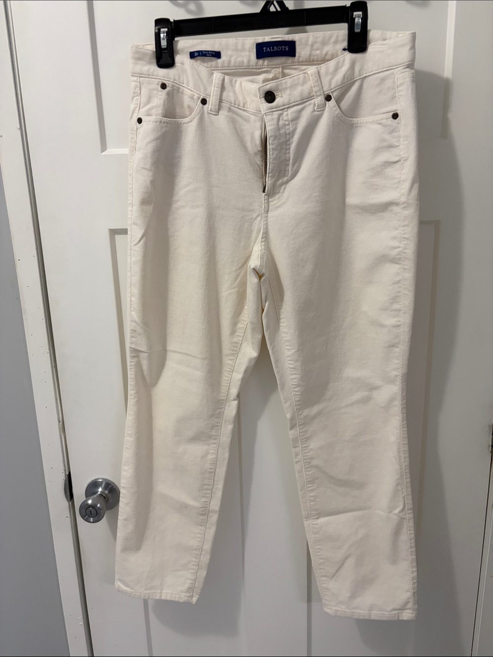 Talbots Cream Straight-Leg Women's Corduroy Ankle Pants